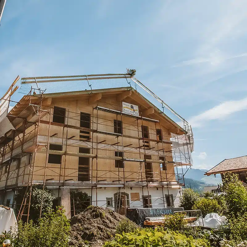 Baustelle in Bruck mit Holzbauweise